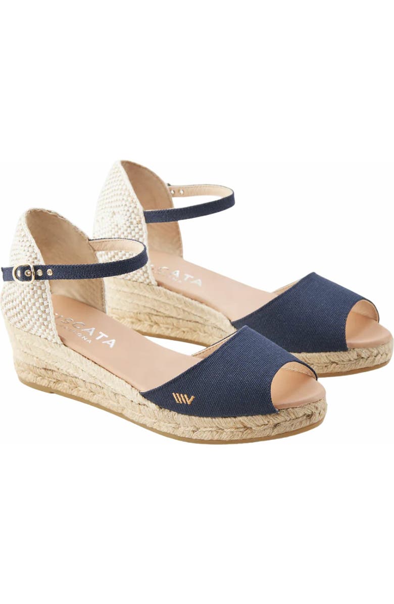 VISCATA Cavall Canvas Espadrille Sandal Wedges, Alternate, color, Navy Blue