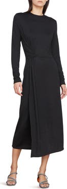 Vince Side Twist Long Sleeve Knit Midi Dress
