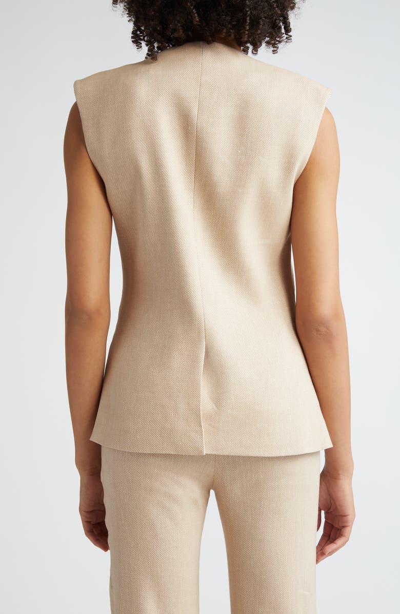 Veronica Beard Tamara Linen Blend Twill Vest, Alternate, color, Sandalwood Melange