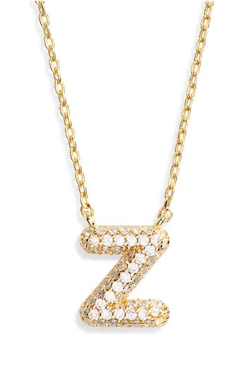Leith Cubic Zirconia Initial Pendant Necklace In Z- Clear- Gold