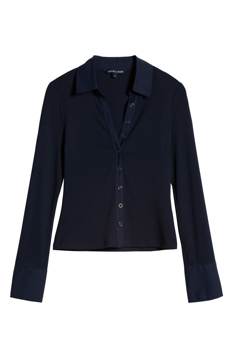 Veronica Beard Scottie Knit Button-Up Shirt, Alternate, color, 