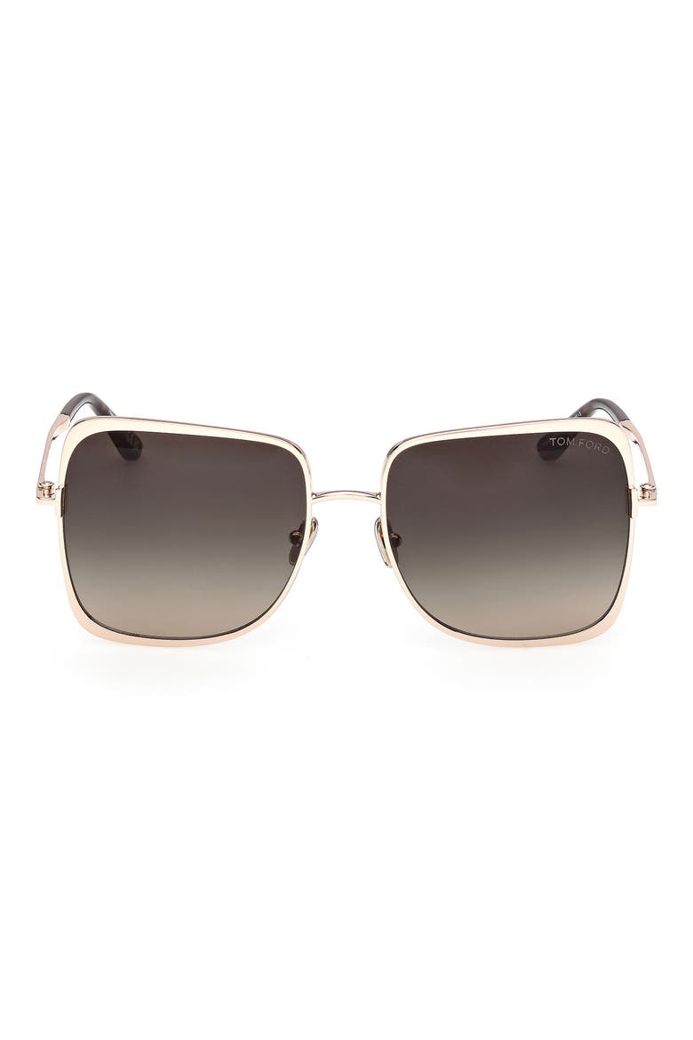 Tara 57mm Gradient Square Sunglasses, Main, color, SHINY ROSE GOLD / SMOKE LENS