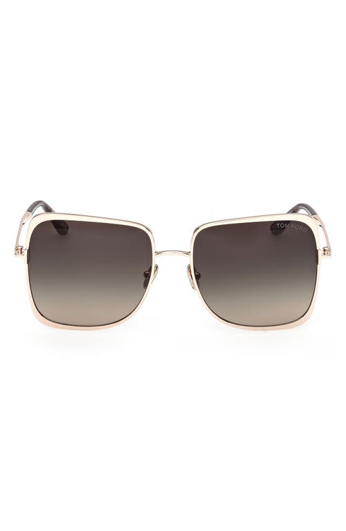 Tom Ford Tara 57mm Gradient Square Sunglasses In Gold