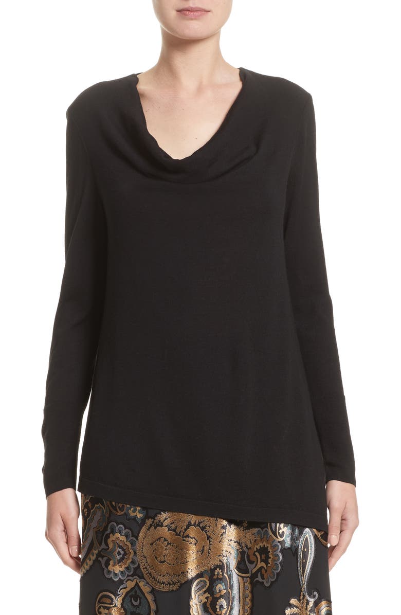 Lafayette 148 New York Asymmetrical Cowl Neck Sweater, Main, color,