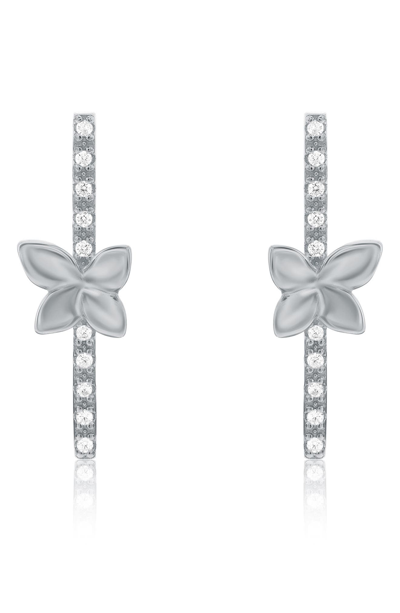 SUZY LEVIAN Cubic Zirconia Floral Linear Drop Earrings