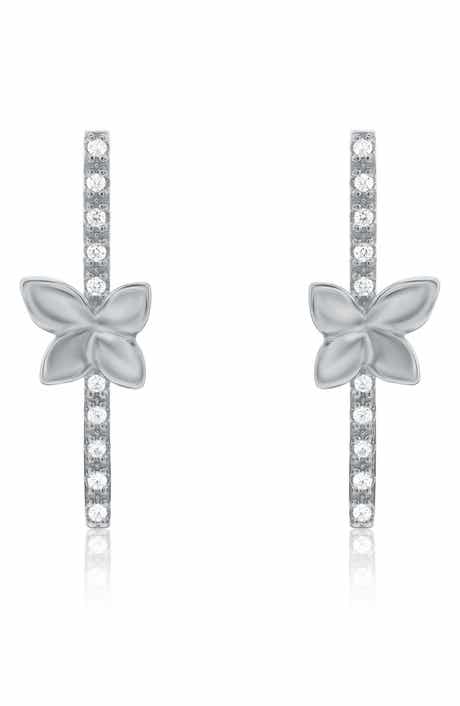 SUZY LEVIAN Cubic Zirconia Floral Linear Drop Earrings