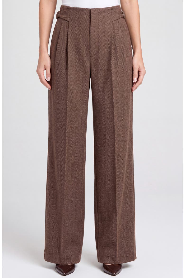 Side Tab High Waist Wide Leg Trousers, Main, color, CHESTNUT