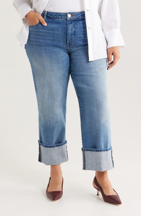 Sienna Cuffed High Waist Wide Leg Jeans (Stewardship) (Plus)