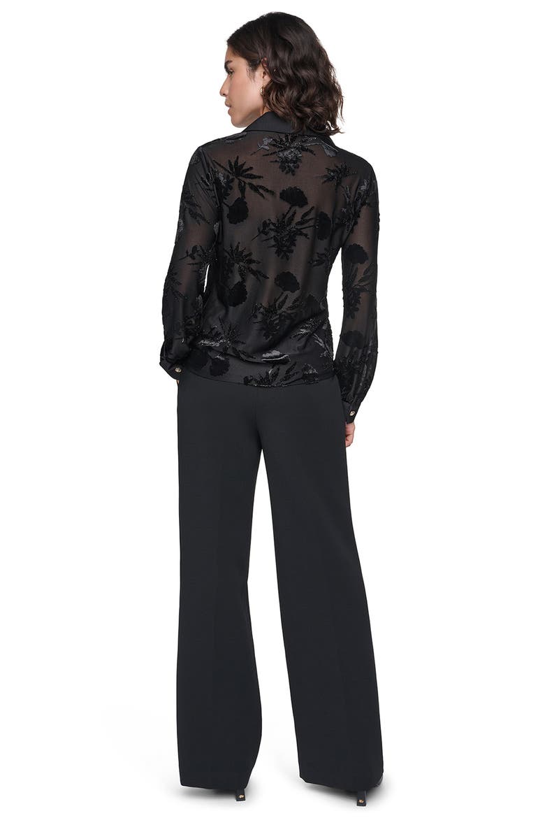 Burnout Velour Button-Up Top, Alternate, color, BLACK