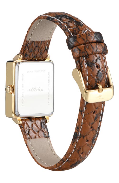 Ettika Square Case Leather Strap Watch In Gold
