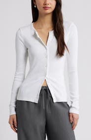 Open Edit Long Sleeve Rib Cardigan