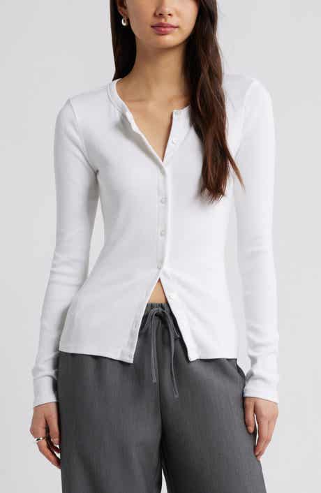 Open Edit Long Sleeve Rib Cardigan