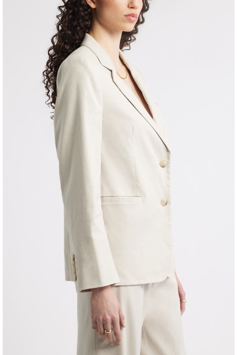 The Liv Linen Blend Boyfriend Blazer, Alternate, color, BEIGE SCROLL