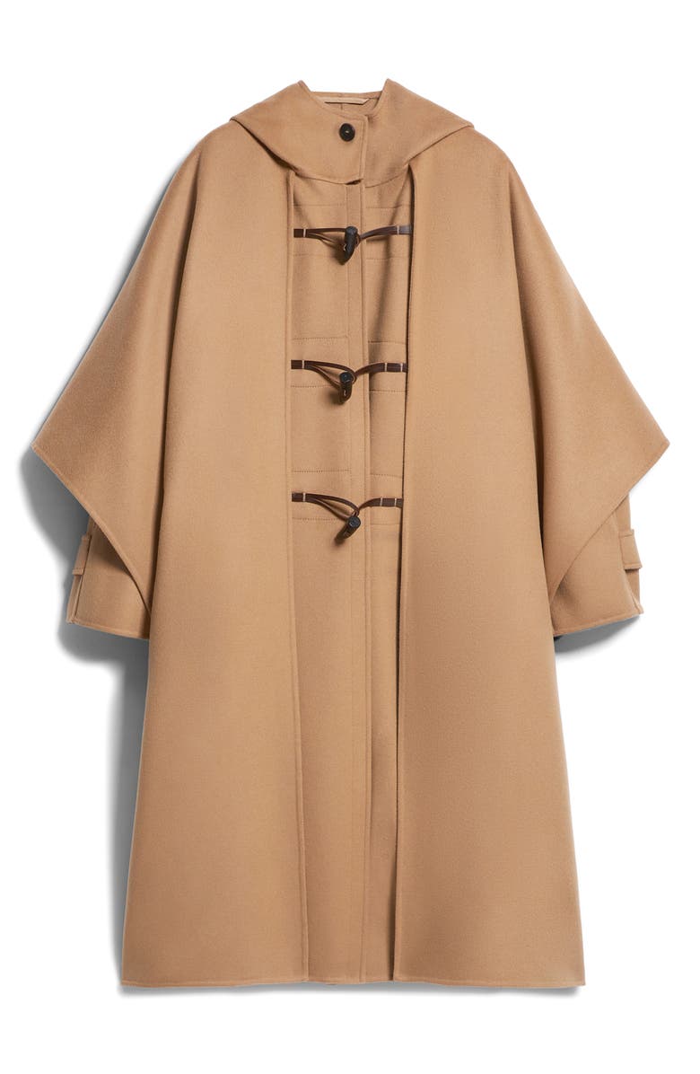 Weekend Max Mara Nico Stretch Wool Layered Cape Sleeve Coat, Alternate, color, Camel
