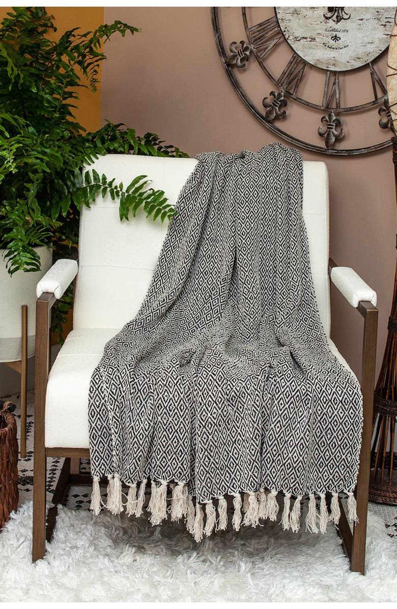 PARKLAND COLLECTION Sasha Casual Beige 52" x 67" Woven Handloom Throw, Alternate, color, Beige