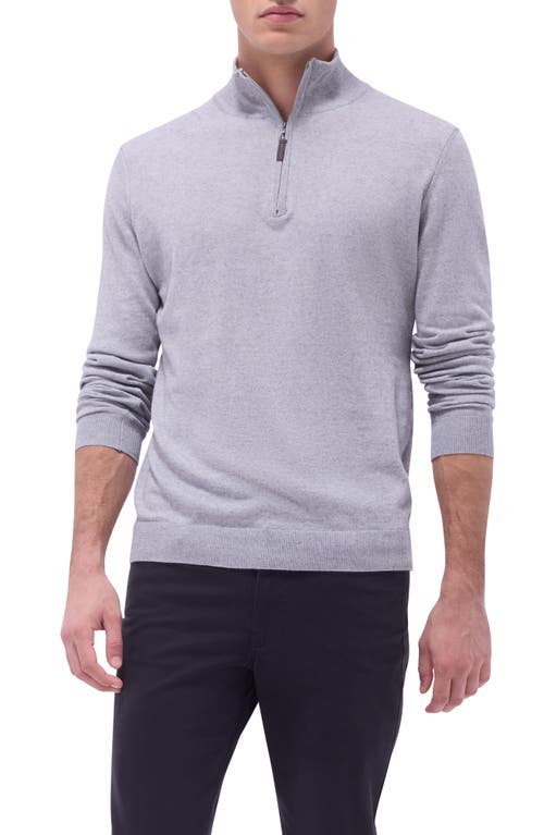 Bugatchi Quarter Zip Cotton & Cashmere Pullover In Platinum