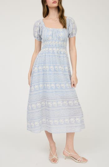 Blu Pepper Embroidered Lace Midi Dress In Multi