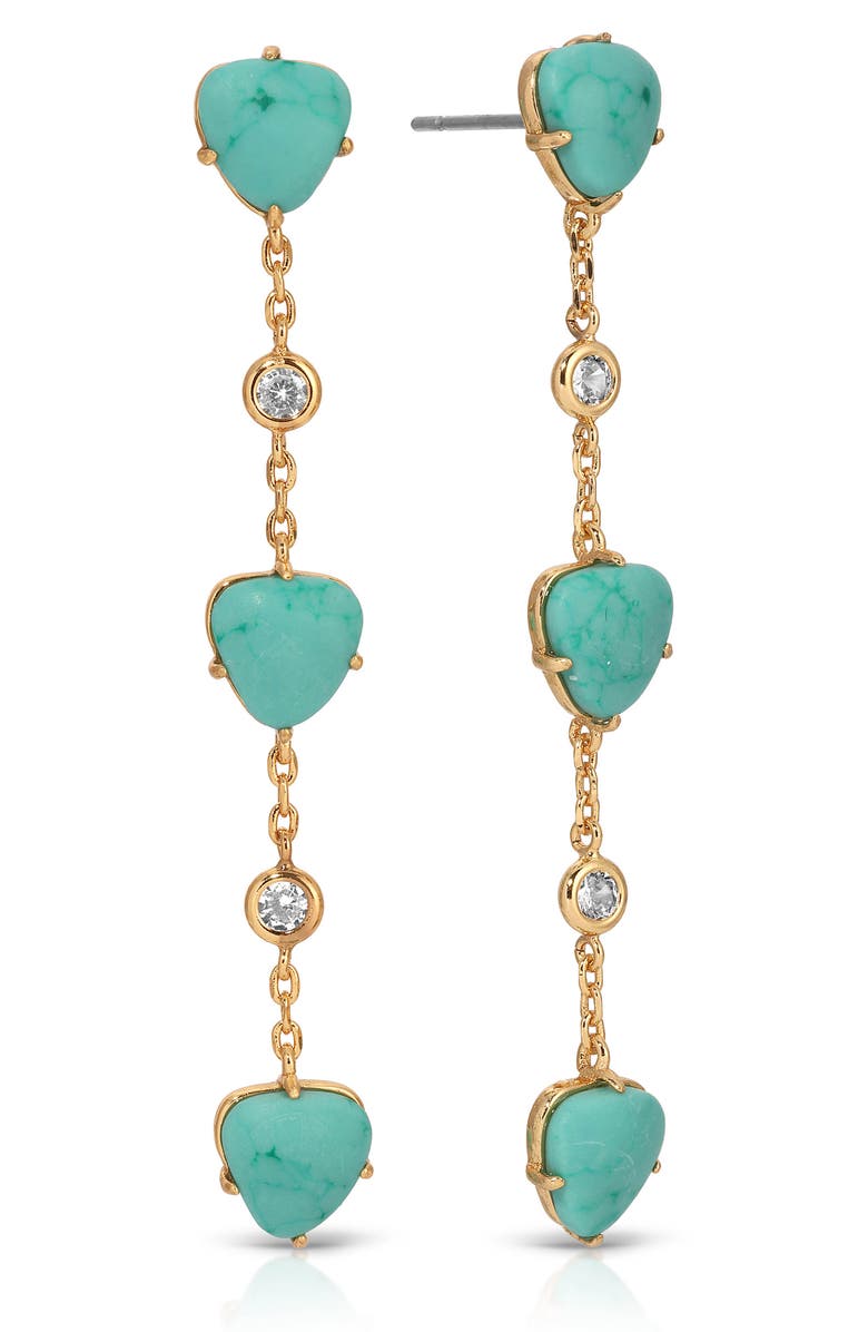 Ettika Reconstituted Turquoise Drop Earrings, Main, color, Turquoise