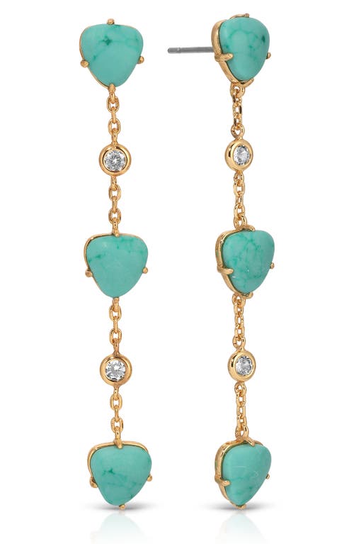 Ettika Reconstituted Turquoise Drop Earrings In Gold
