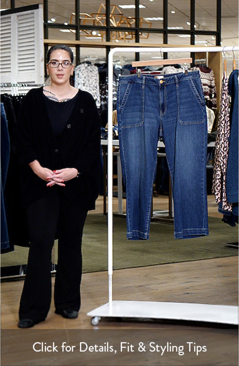 High Waist Ankle Wide Leg Utility Jeans, sales video thumbnail