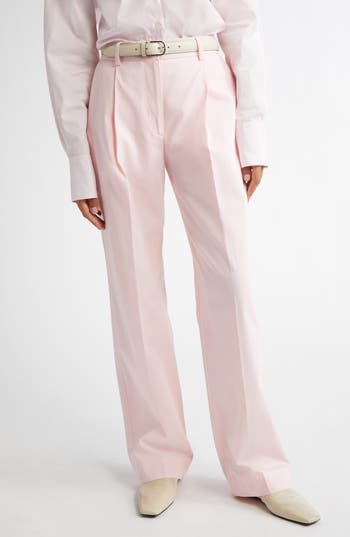 Totême Toteme Pleated Straight Leg Trousers In Pink