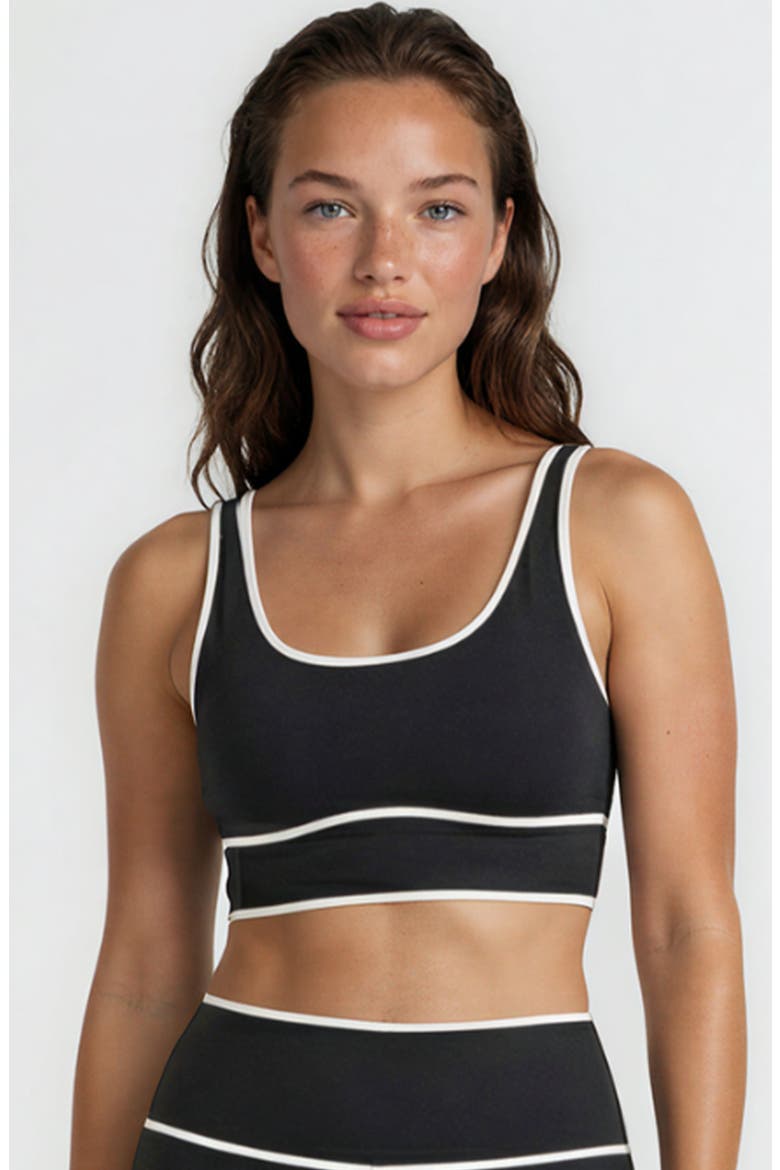 Long Line Swim Bra Two-Toned Collection, Main, color, Black & White