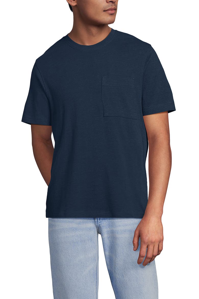 Short Sleeve Cotton Linen Tee, Main, color, Deep Ocean
