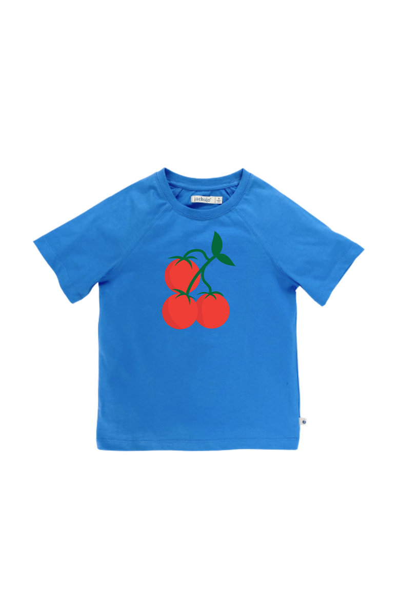 Kids' Organic Cotton Tomatoes Graphic T-Shirt, Main, color, Blue