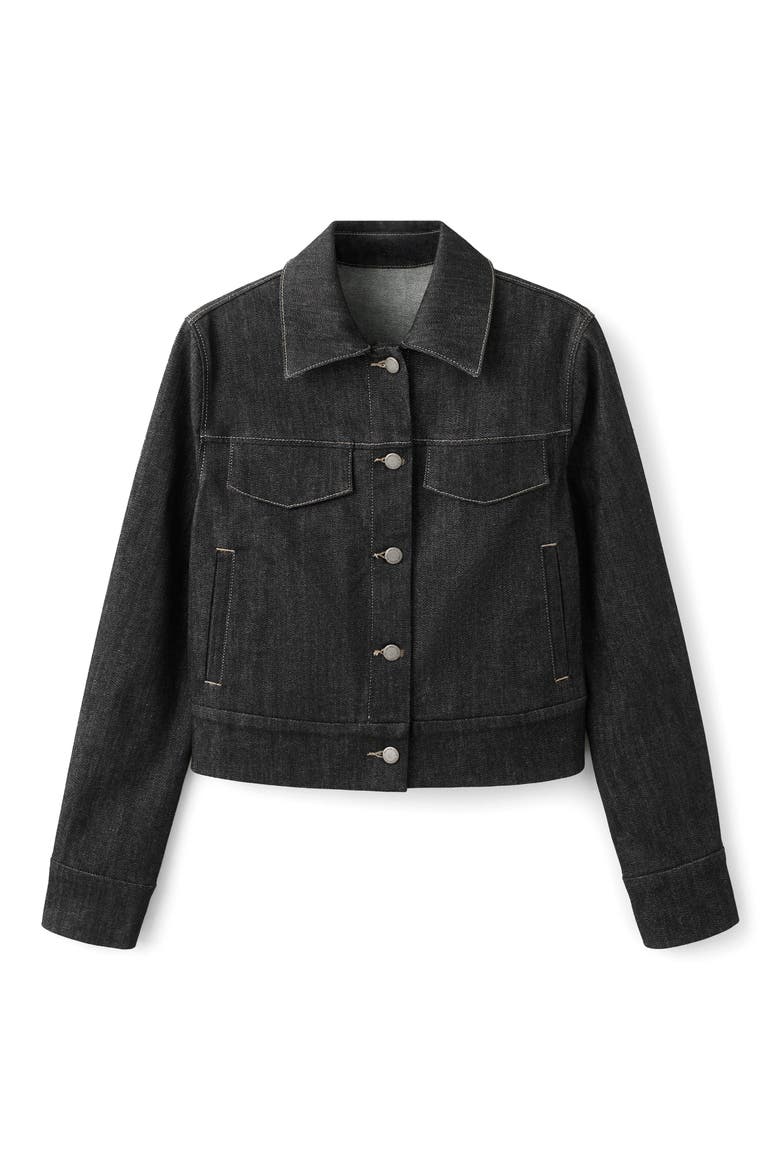 Fitted Denim Jacket, Alternate, color, BLACK