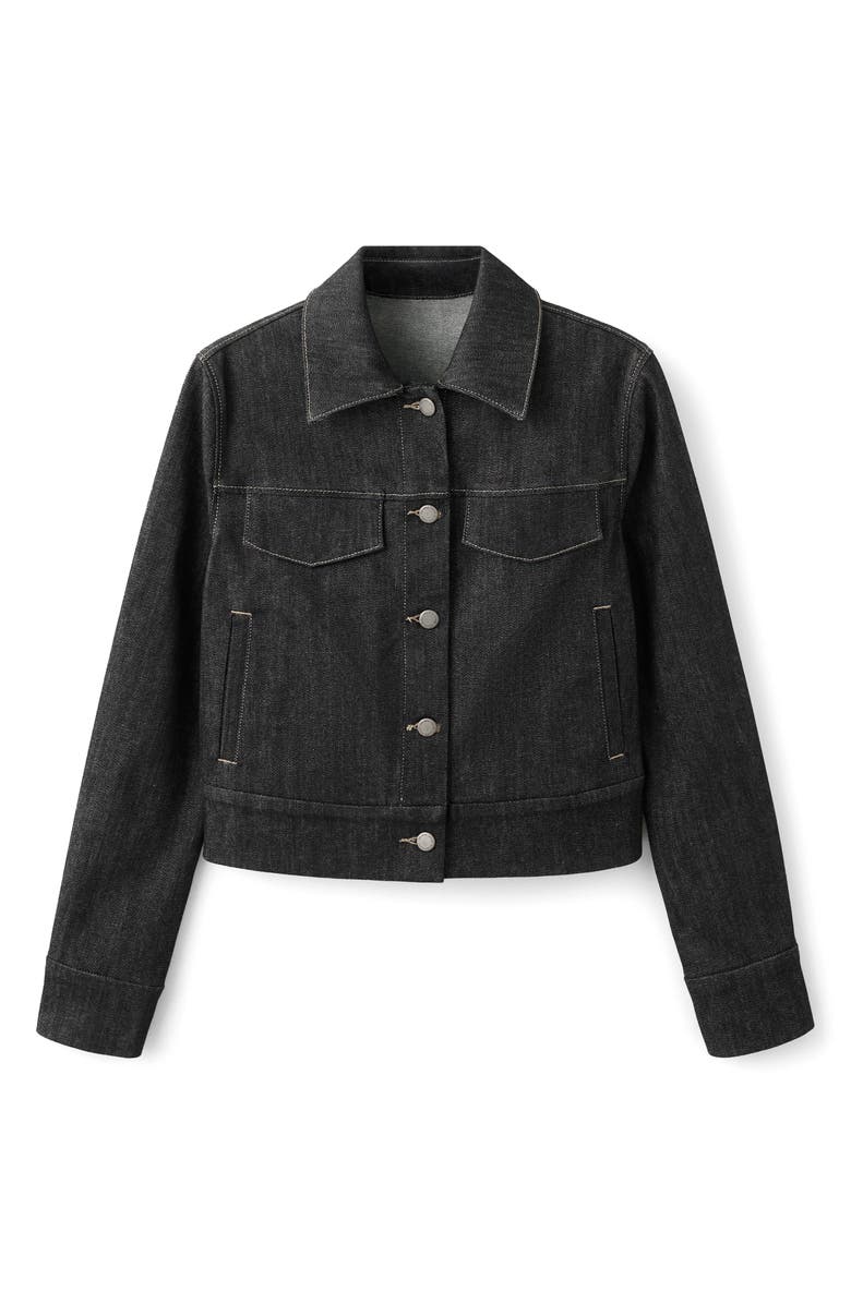 MANGO Fitted Denim Jacket, Alternate, color, Black