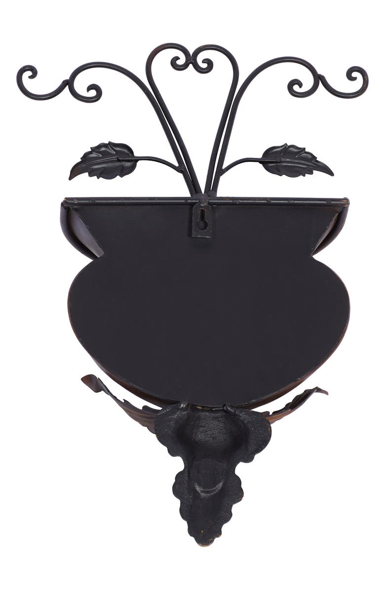 WILLOW ROW Brown Metal Indoor & Outdoor Scroll Wall Planter, Alternate, color, Brown