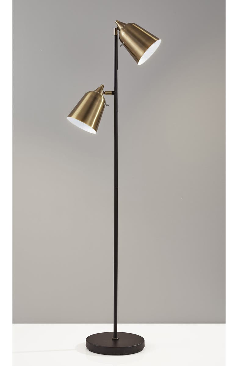 ADESSO LIGHTING Malcolm Floor Lamp, Alternate, color, Matte Black / Antique Brass