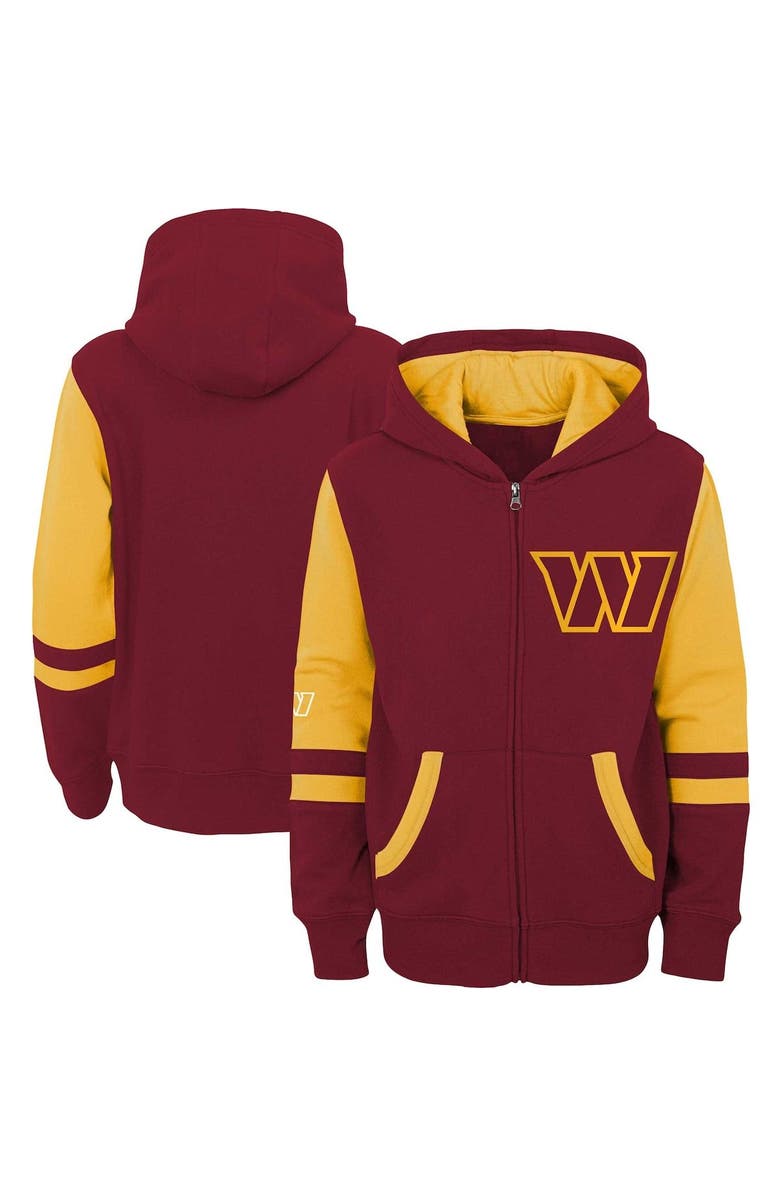 Outerstuff Youth Burgundy Washington Commanders Colorblock Full-Zip Hoodie, Main, color,