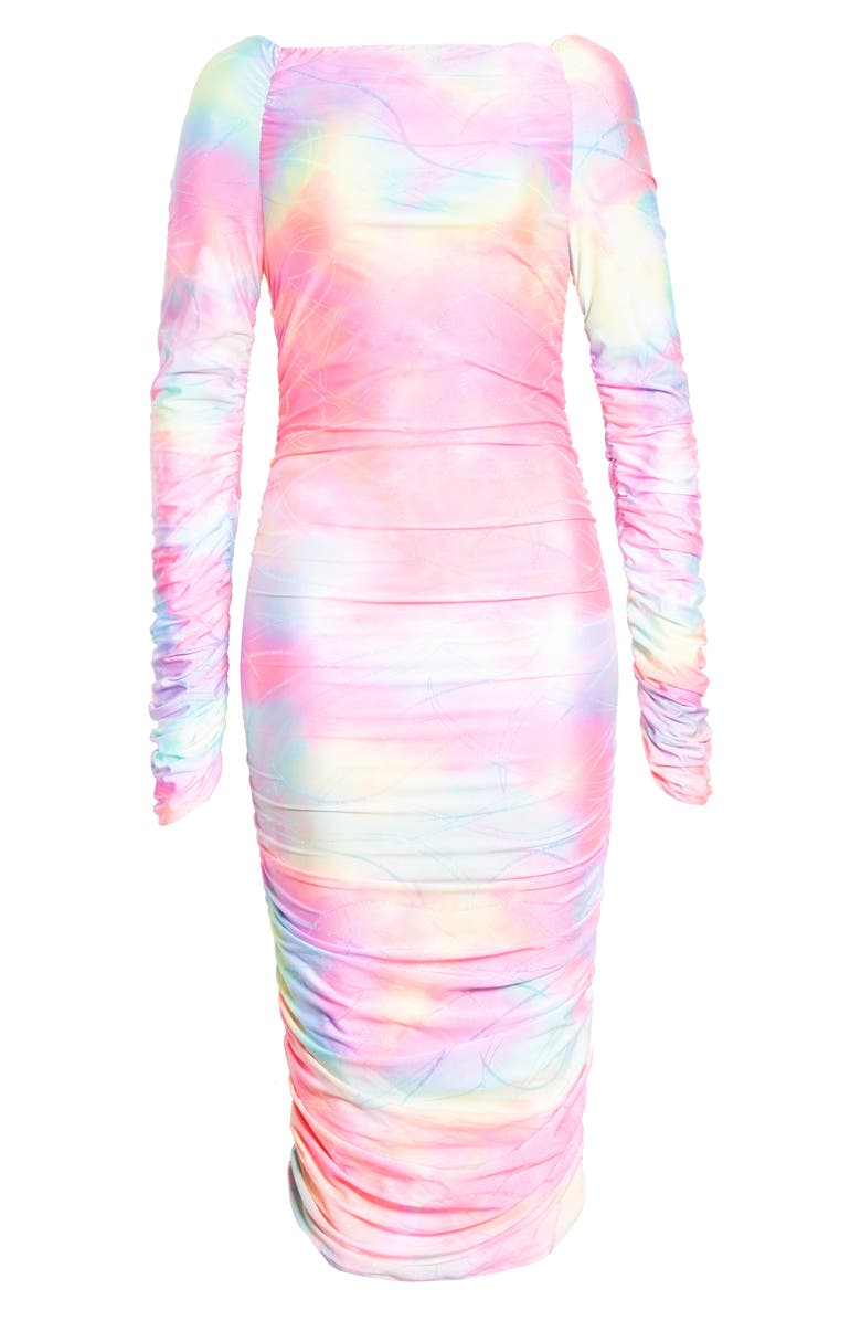 Sies Marjan Jolene Glitter Tie Dye Off the Shoulder Long Sleeve Minidress, Alternate, color, 