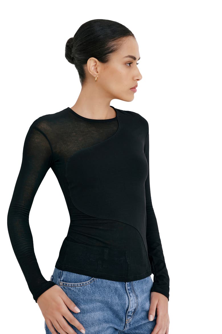 Casey Contrast Knit Top, Alternate, color, BLACK