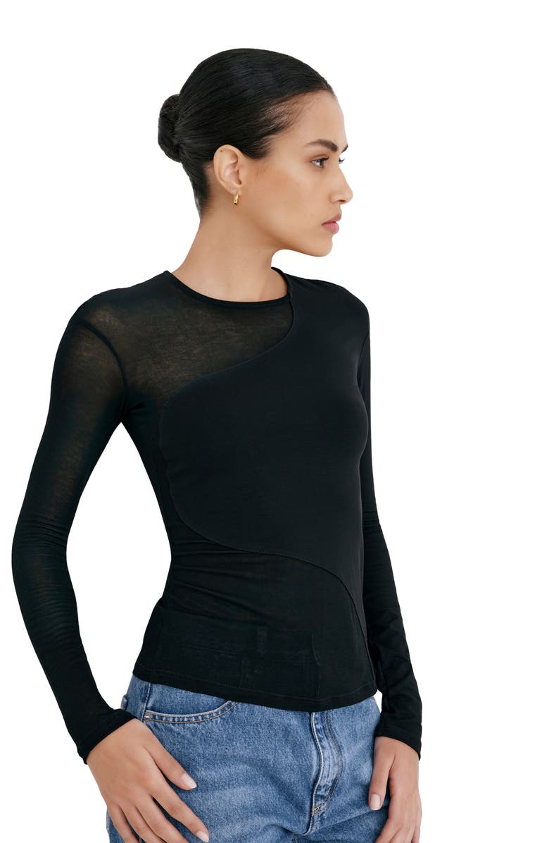 Marcella Casey Contrast Knit Top, Alternate, color, Black