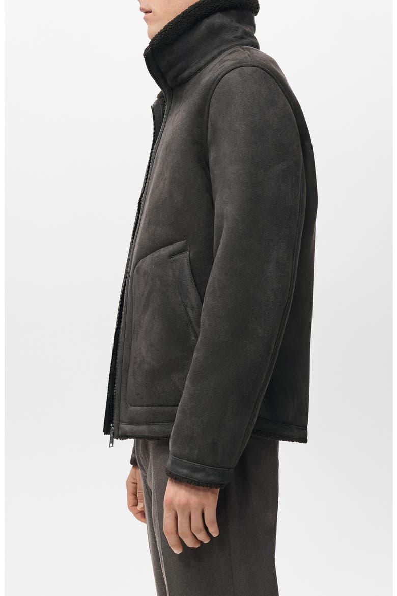 Reversible Faux Leather & Shearling Jacket, Alternate, color, GREY