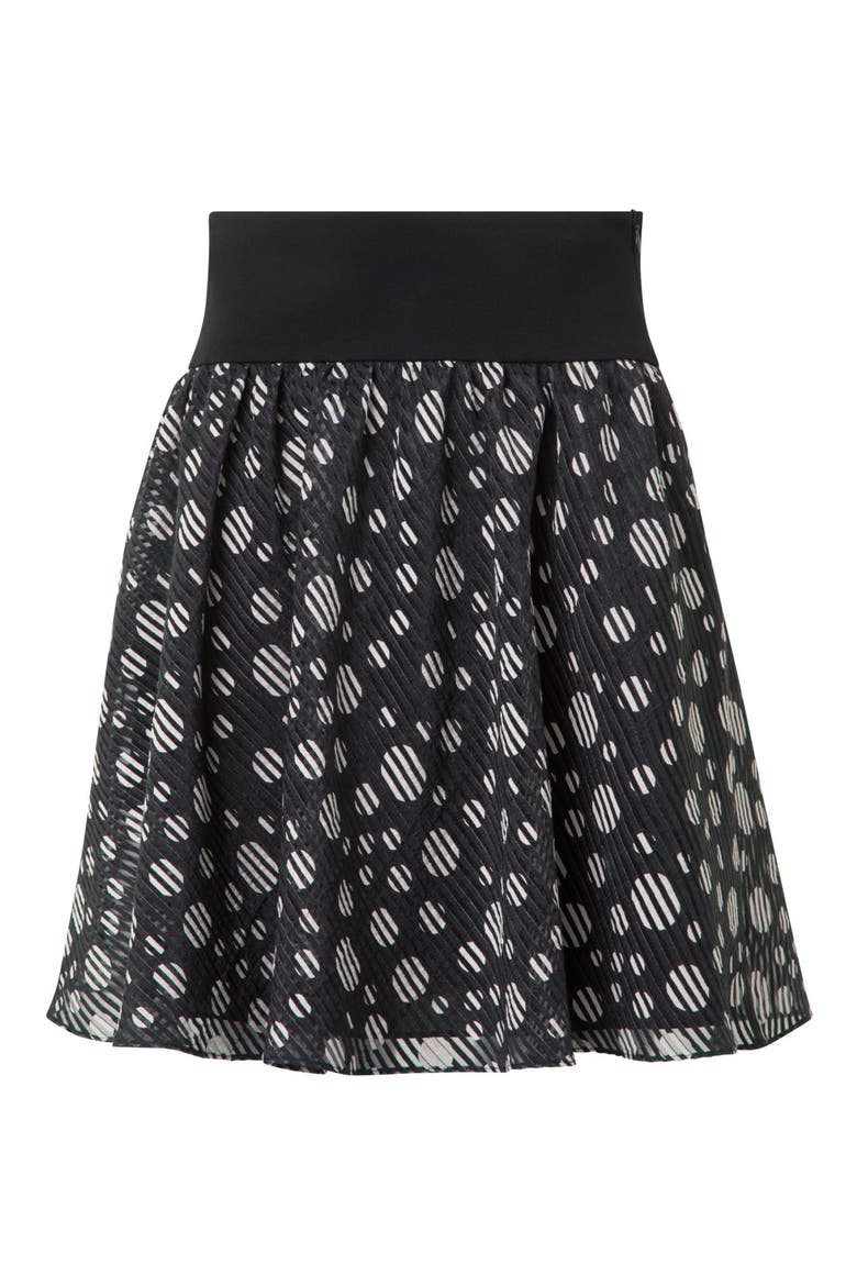Circle Print Burnout Stripe Flared Skirt, Alternate, color, BLACK-CREAM
