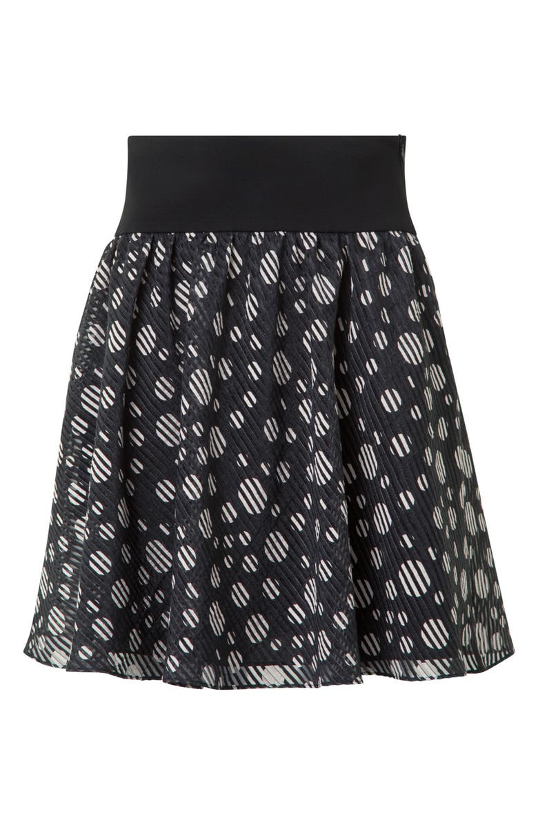 Akris punto Circle Print Burnout Stripe Flared Skirt, Alternate, color, Black-Cream