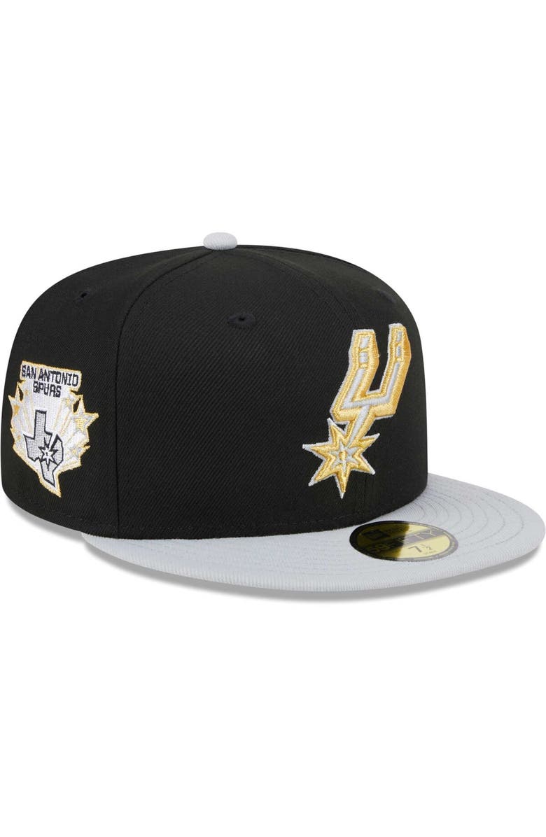 New Era Men's New Era Black/Gray San Antonio Spurs Gameday Gold Pop Stars 59FIFTY Fitted Hat, Alternate, color, 