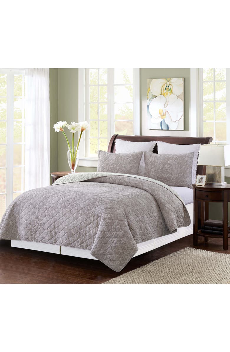 C&F Home Maeve Jacquard Full/Queen 3-Piece Quilt Bedding Set, Main, color, Gray