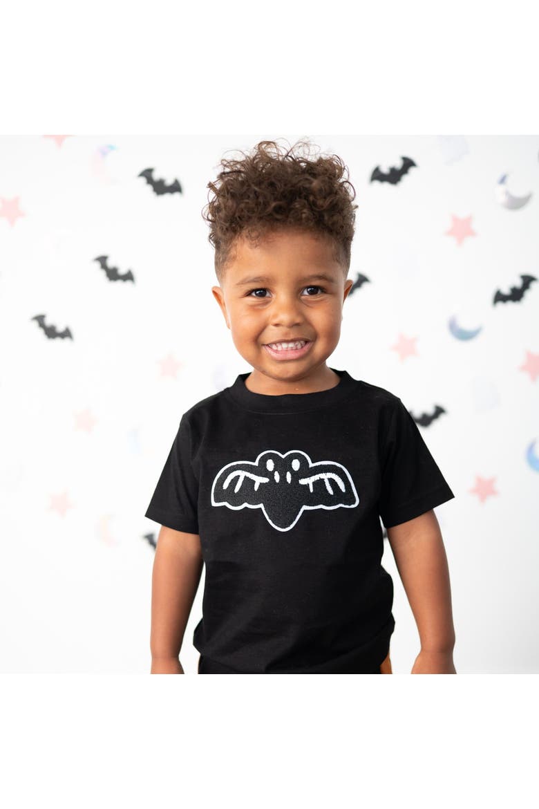 Bat Patch Halloween Short Sleeve T-Shirt, Alternate, color, Black