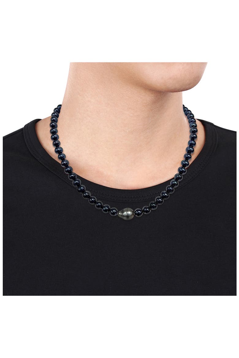 Men's Cultured Freshwater Pearl Necklace, Alternate, color, BLACK