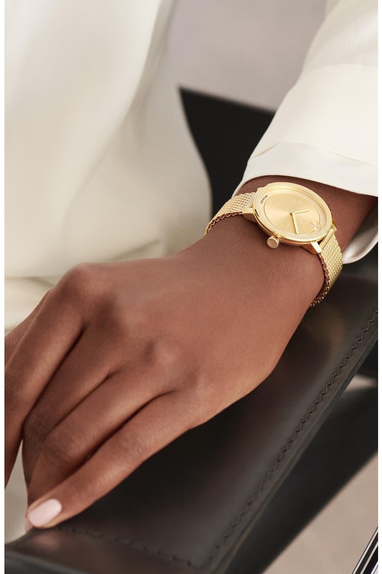 Bold Mesh Bracelet Watch, 34mm, Alternate, color, GOLD
