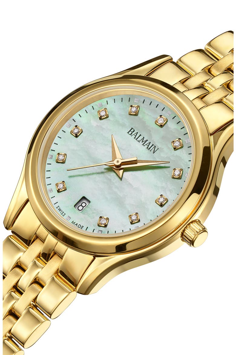 Beleganza Diamond Bracelet Watch, 28mm, Alternate, color, YELLOW GOLD PVD COATING