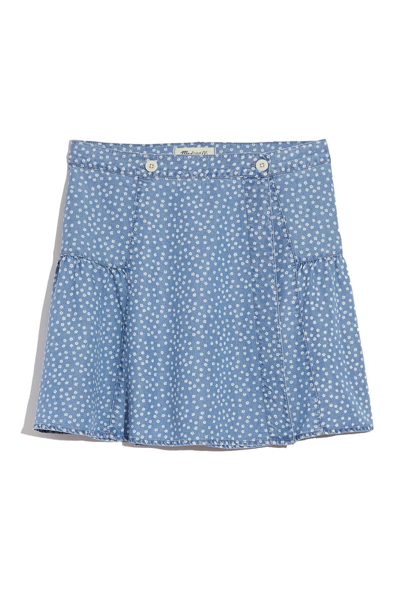 Floral Print Wrap Mini Skirt, Alternate, color, INDIGO DITSY DAISY