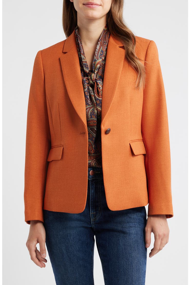 One-Button Blazer, Alternate, color, BURNT ORANGE