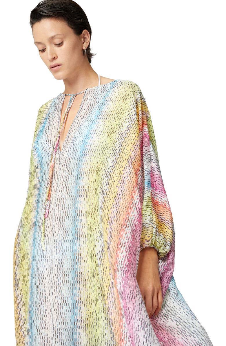 Missoni Long Kaftan In Printed Cotton And Silk Blend, Alternate, color, Multicoloured 1