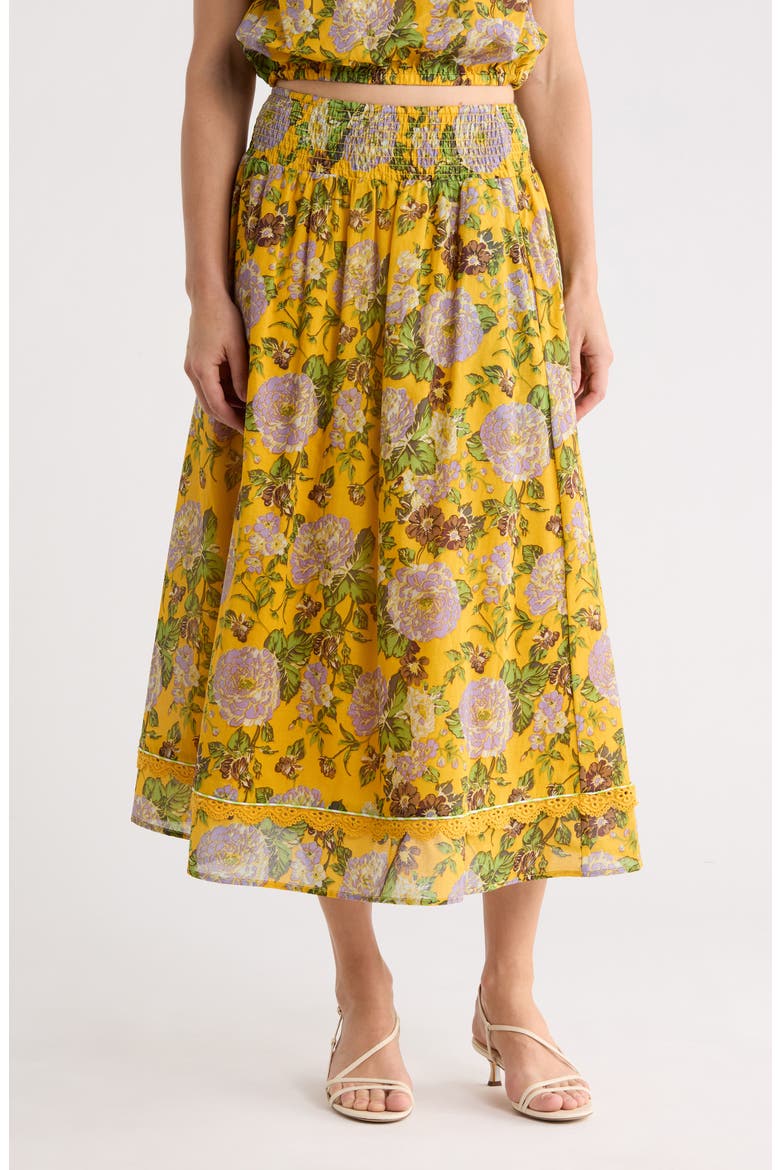 Floral Pull-On Skirt, Main, color, GOLDEN FLORAL PRINT