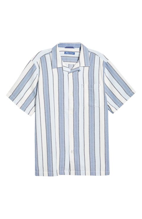 Santorini Stripe Cotton Blend Button-Up Shirt